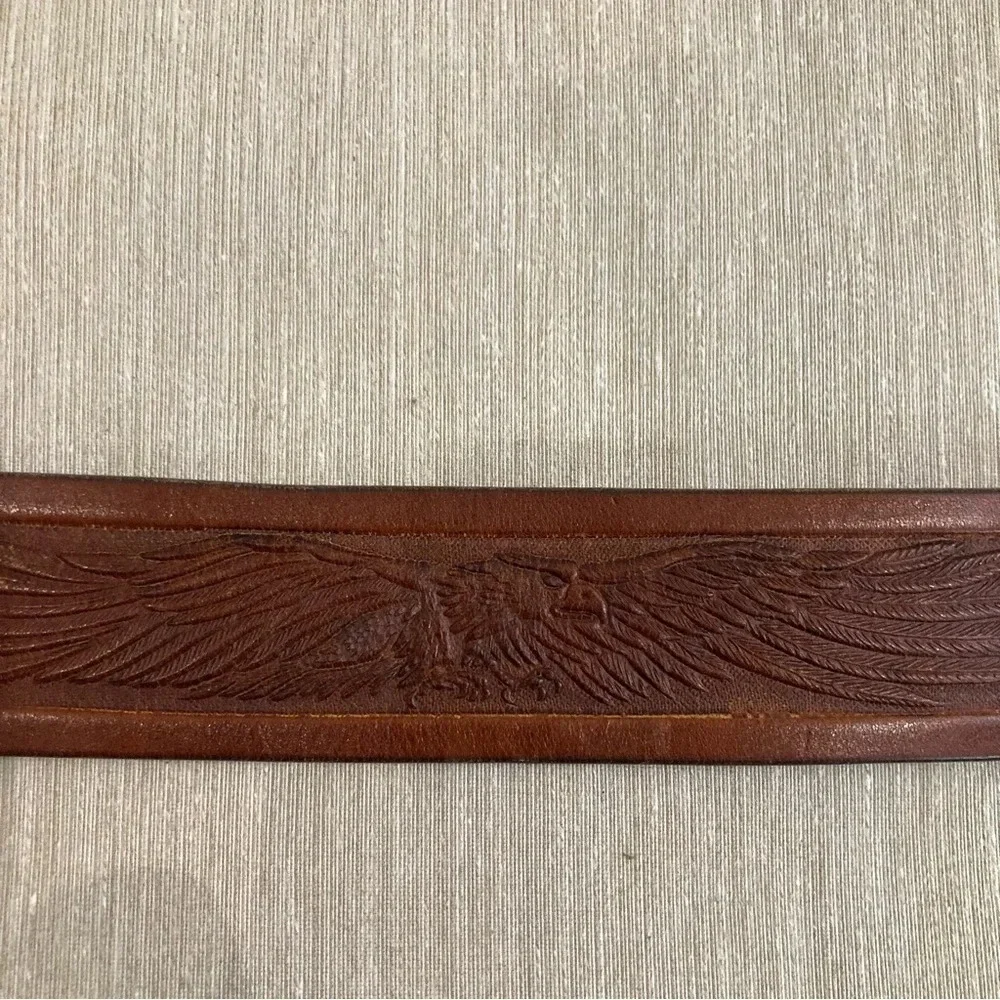 JUSTIN Tooled Leather Belt with Eagle Design Bring your Own Buckle - Picture 4 of 8
